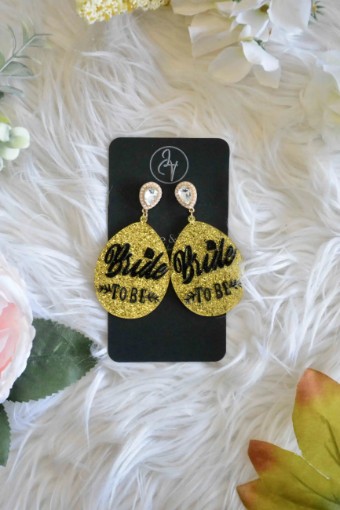 Elegance - Accessories by Lace & Veil Gold BRIDE TO BE Earrings - 531306 #0 default thumbnail