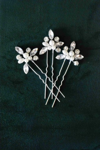 Elegance - Accessories by Lace & Veil Wedding Pearl and Crystal Hair Vine Silver Rhinestone #0 default thumbnail