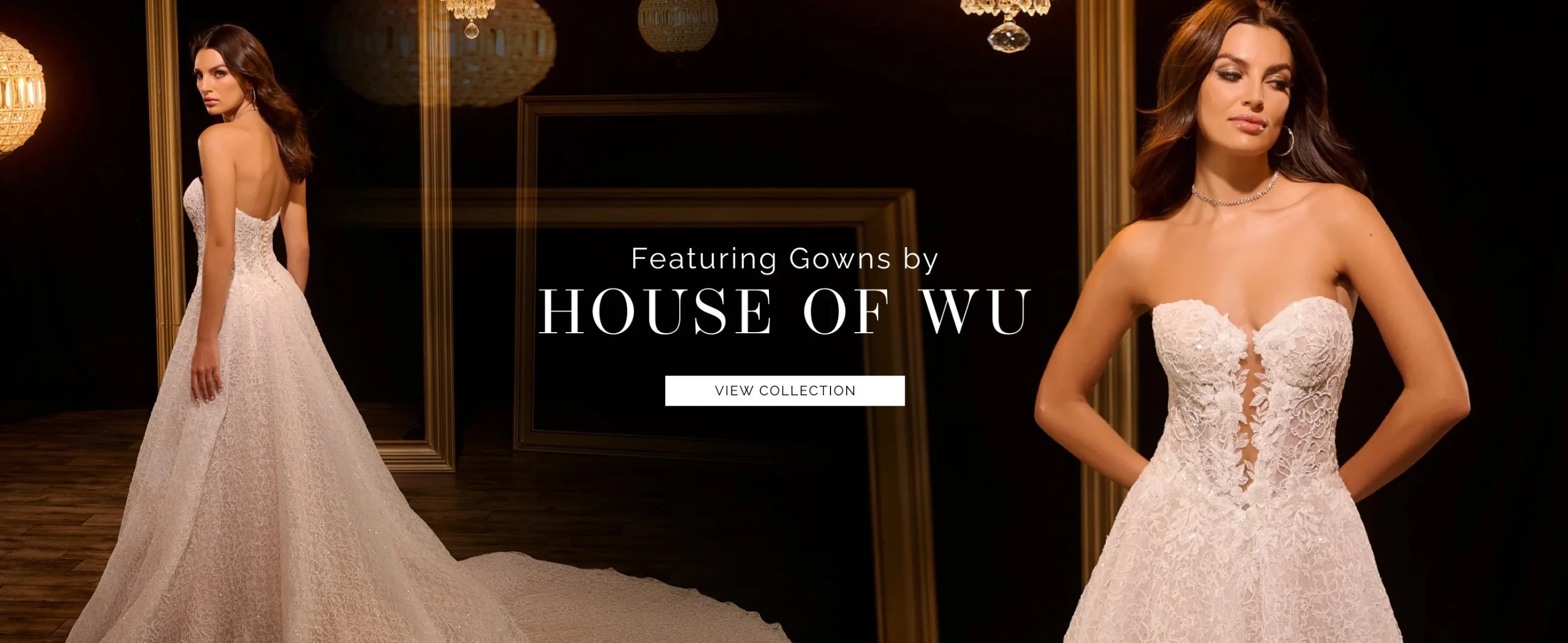 Models wearing House of Wu bridal gowns, desktop banner