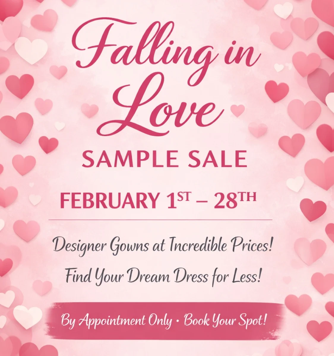 Falling in Love Sample Sale, mobile banner