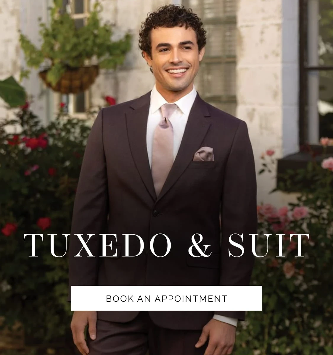 Model wearing tuxedo, tuxedo & suit mobile banner