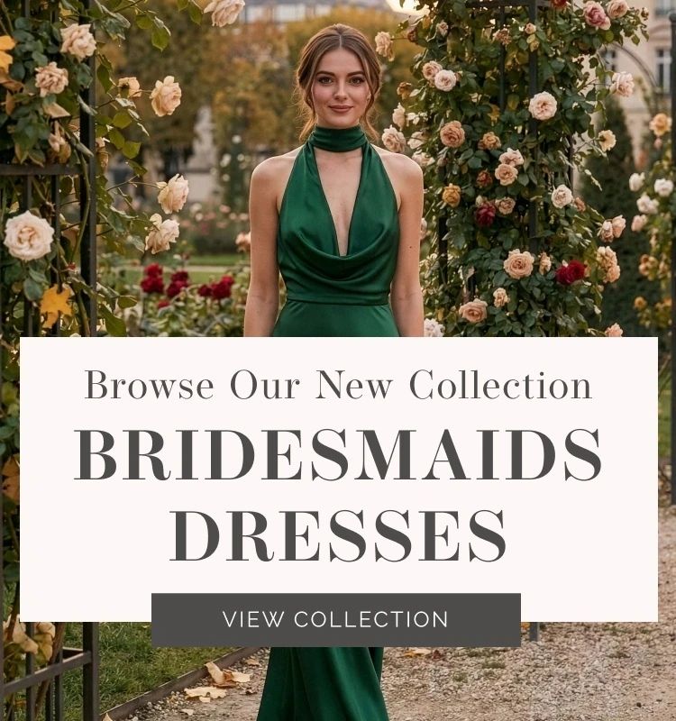 Model wearing Morilee bridesmaids dress, bridesmaids mobile banner