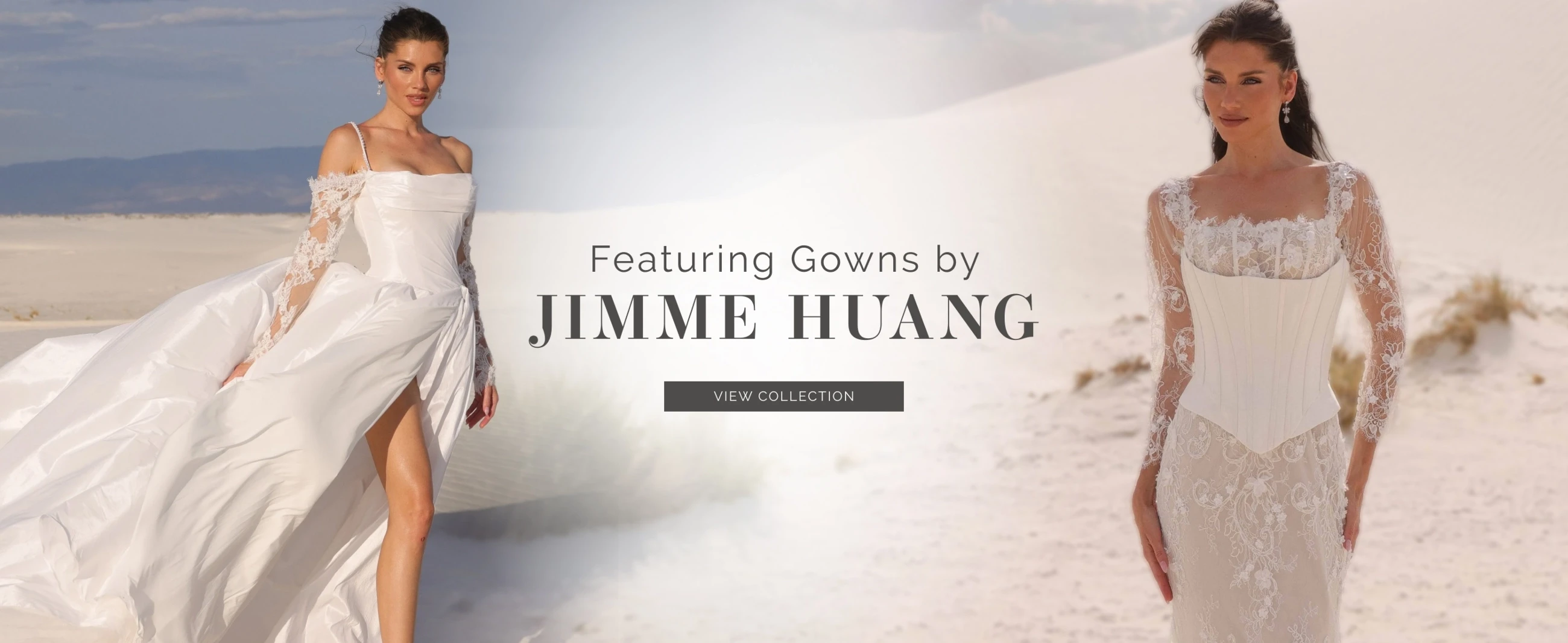 Models wearing Jimme Huang gowns, desktop banner